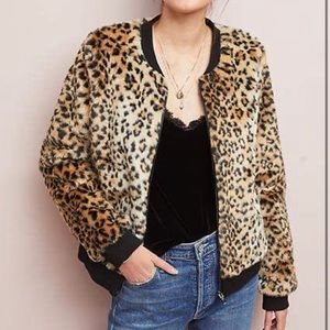 ANTHROPOLOGIE Leopard Print Bomber Jacket 🐆 NWOT